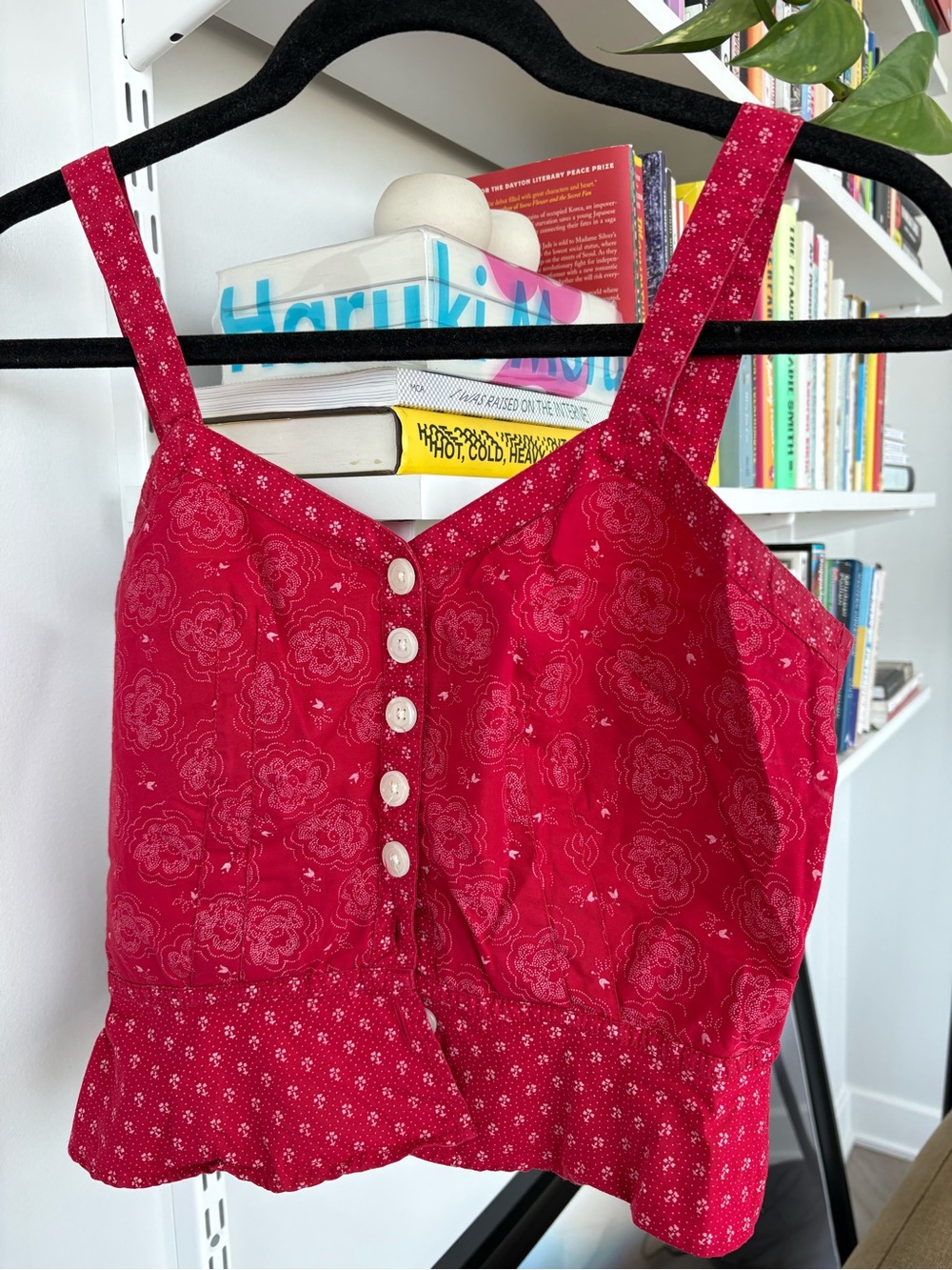 Rouje Red Floral Trim Tank Top
